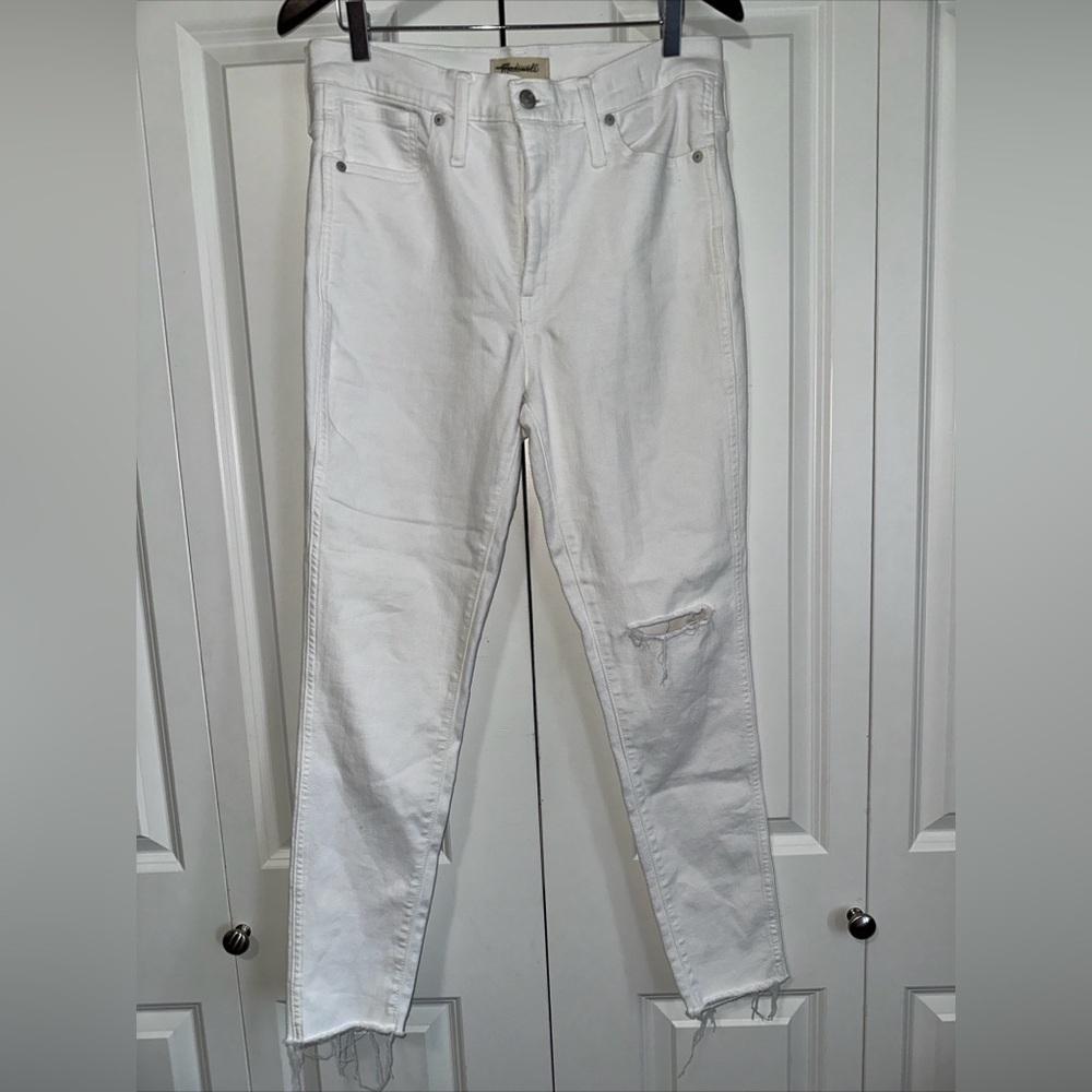 Madewell Jeans Women's Size 30 White Denim Flat Front 10" High Rise Skinny
